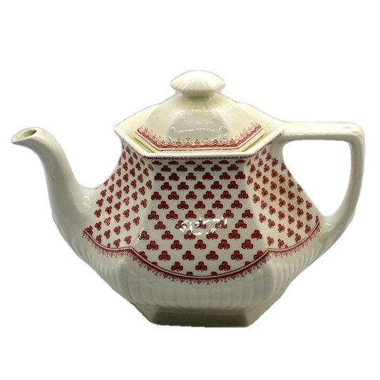 Adams Victoria Red and White China Teapot Glaze Crazed