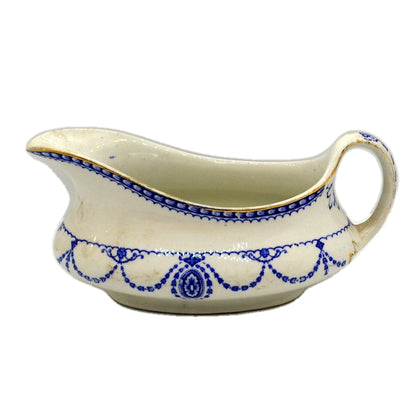 Antique William Adams Medallion Blue and White China Gravy Boat