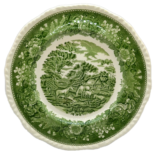 Adams English Scenic Green and White China 10.5-inch Dinner Plate