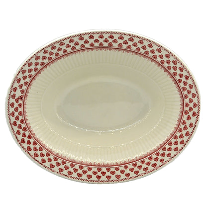 Adams Victoria Red and White china Oval Serving Bowl