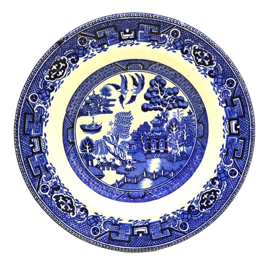 alfred meaking blue and white china old willow pattern china plate