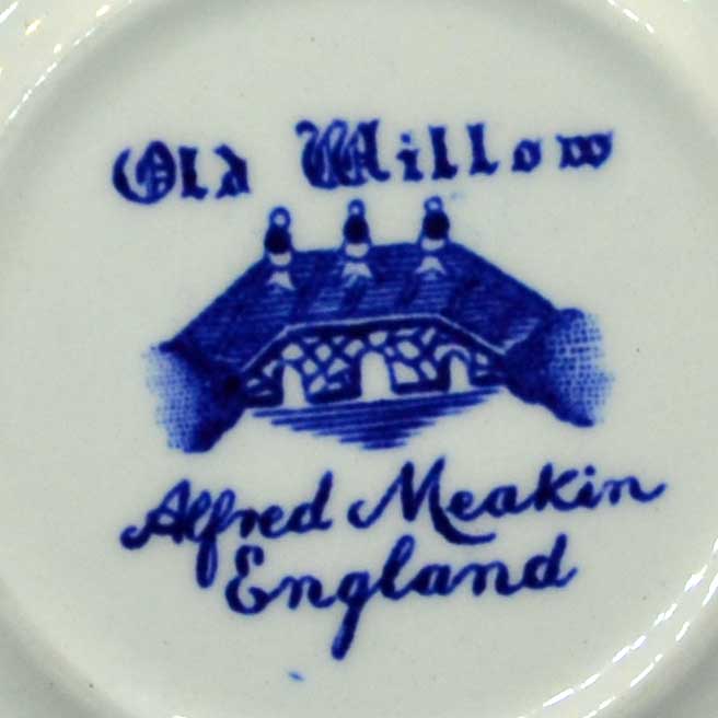 Alfred Meakin Blue and White china Old Willow stamp 1930-37