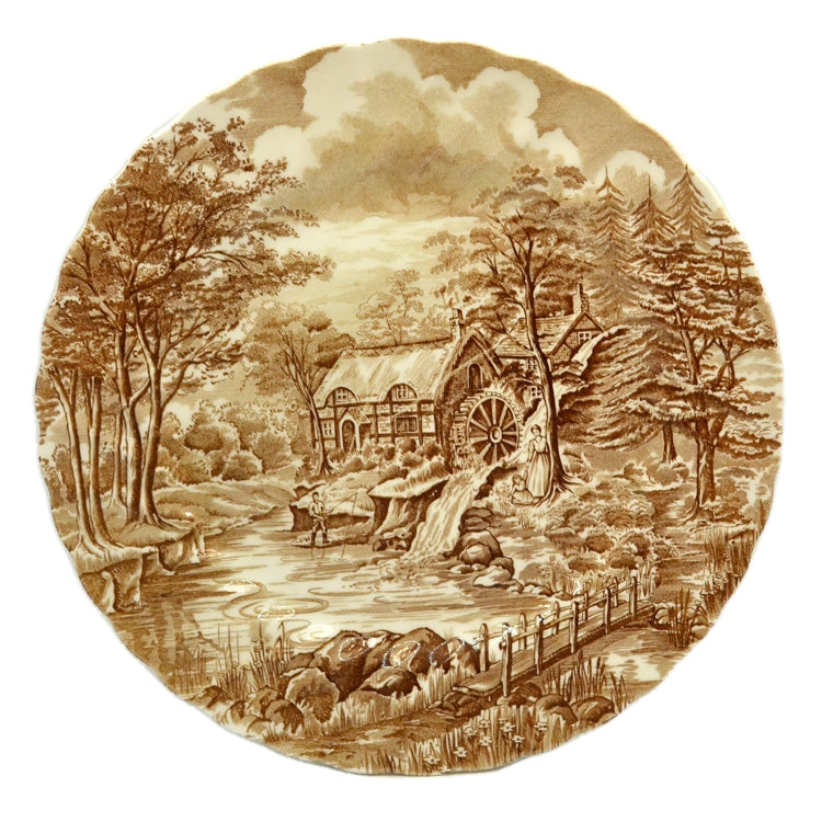 Alfred Meakin Brown and White China The Mill Dinner Plate