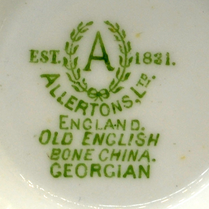 Allertons Ltd Old English Green and White China Georgian Teacup and saucer