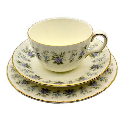 Minton China Alpine Spring Teacup Saucer & Side Plate Trio