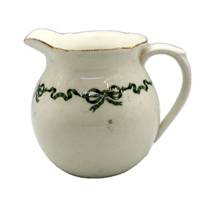 Antique Aynsley China Green Ribbon Milk Jug