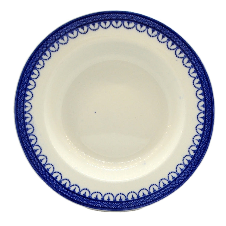 Keeling & Co Losol Ware Blue and White China Claremont Rimmed Soup Bowl