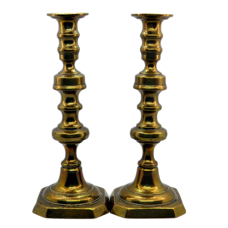 Antique Brass Classic 10.75-inch English Ejector Candlesticks