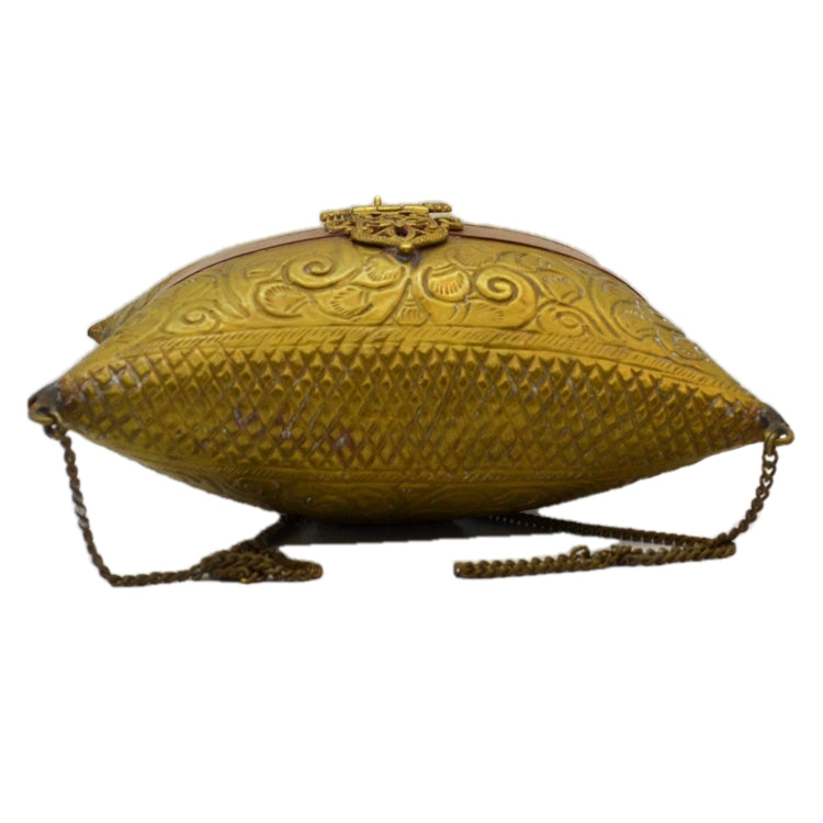 Art Deco Embossed Copper & Brass Metal Pillow Purse