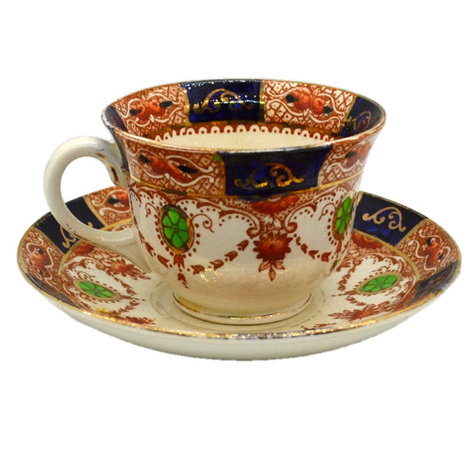 Burgess Bros Carlisle Ware 883 Pattern Blue Imari Teacup & Saucer