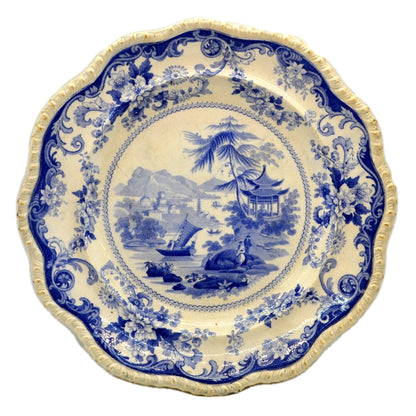 Elkin Knight & Bridgwood Canton Views Blue and White China Plate 1827-1840