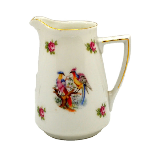 Asiatic Pheasant and Pink Rose Tall Milk Jug