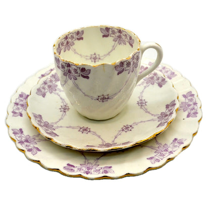 Antique Paragon Floral China Teacup Trio Pattern 2350