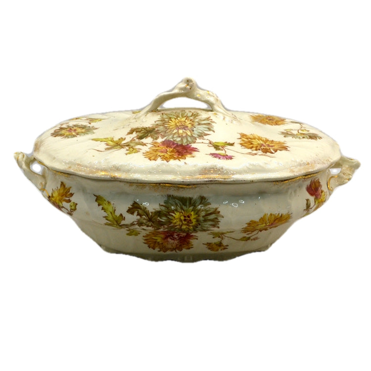 Antique Floral China Lidded Tureen by S Baker & Sons 1890
