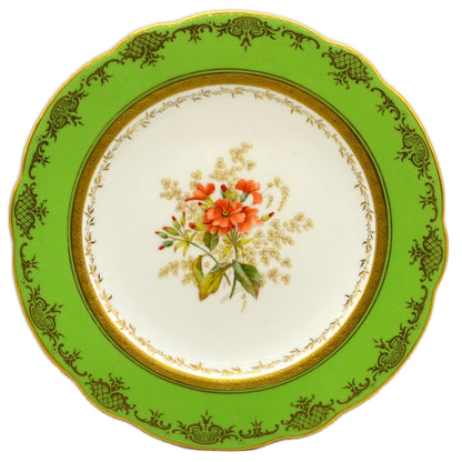 Coalport floral china caninet plate Orange Periwinkle antique china c1910