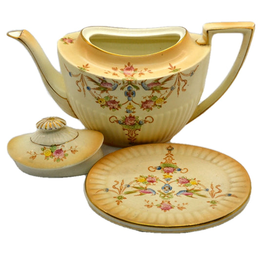 Antique Fielding Crown Devon Eva Teapot 1914