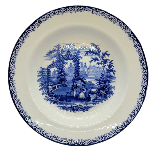 Davenport china italian verandah bowl 1830 blue and white antique