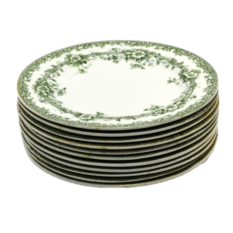 Keeling & Co Devon Side Plates Antique green and white china