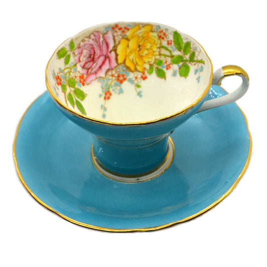 Aynsley Corset Bowl Floral China Teacup & Saucer