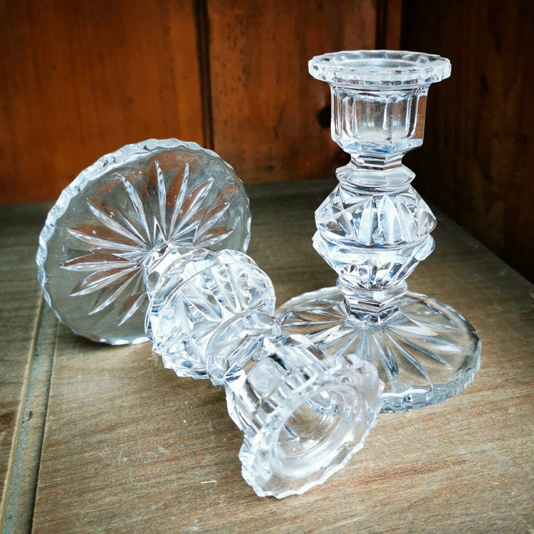 Pair of Cut Lead Crystal Candle Sticks