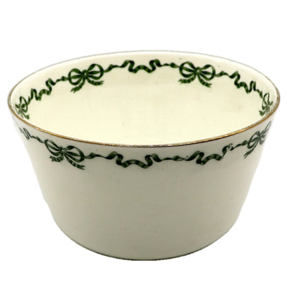 Antique Aynsley China Green Ribbon Large Sugar Bowl