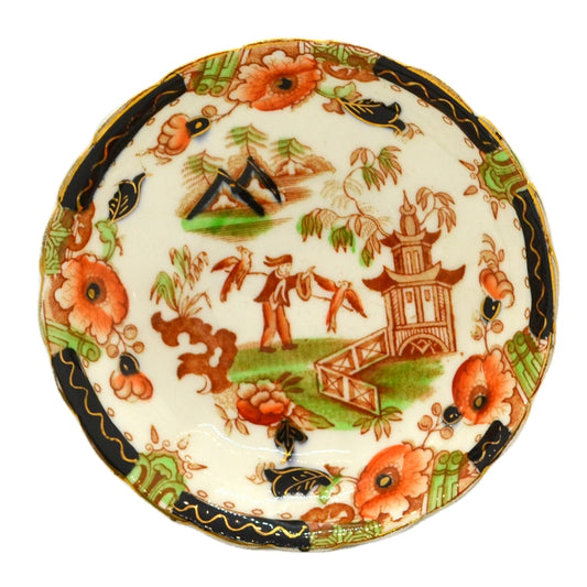 Antique Imari Porcelain Birds & Temple China Tea Bowl Saucer