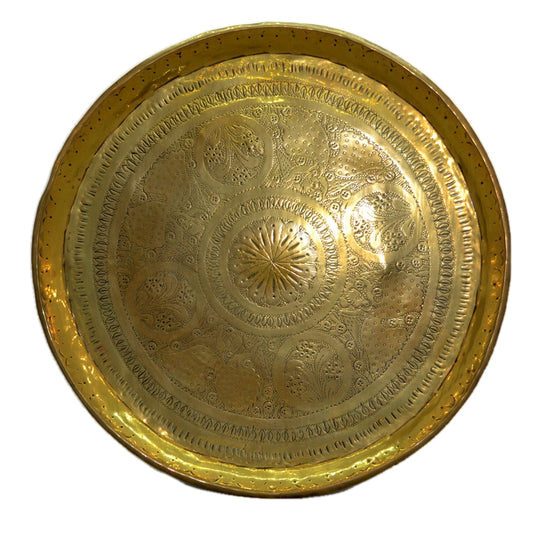 Antique Anglo-Indian Hammered Brass Tray