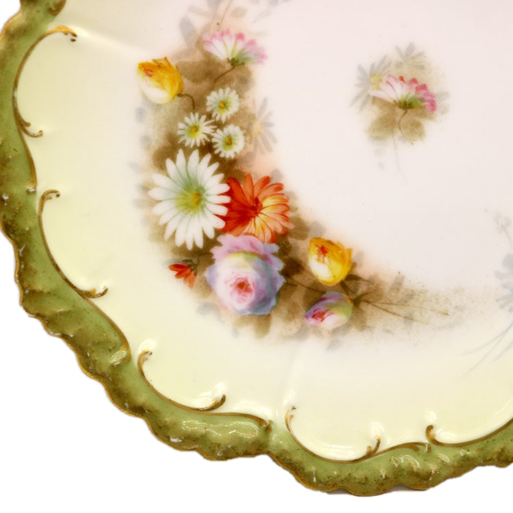 Fine Antique G Demartine & Co Limoges Floral China Plate