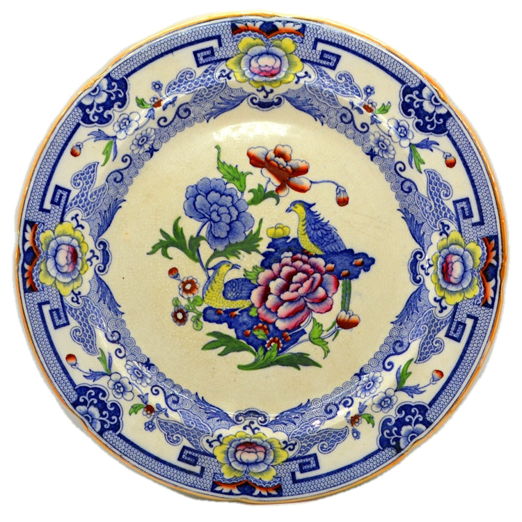 Antique Masons Ironstone China Blue Pheasant  B9799 Coloured Dessert Plate