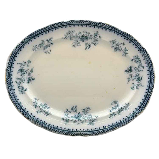 Antique Burgess & Leigh Florida Blue and White Floral China Oval Platter