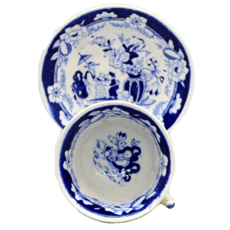 Antique Samuel and John Rathbone Flow Blue China Teacup c1812