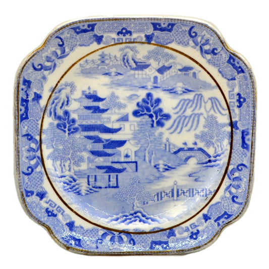 Antique Spode Blue and White China Temples or Broseley Plate