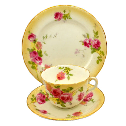 Antique Royal Doulton China Blush Ivory Rose E2636 Teacup, Saucer & Side Plate trio