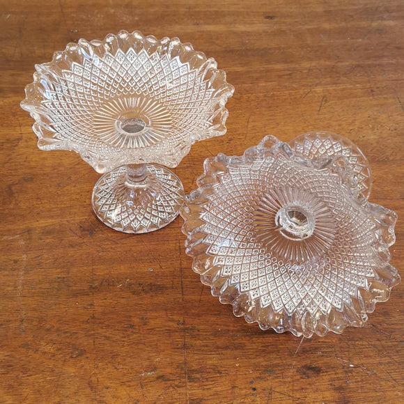 Very Nice Dish in Molded Vintage Crystal Pressed Design -  Denmark