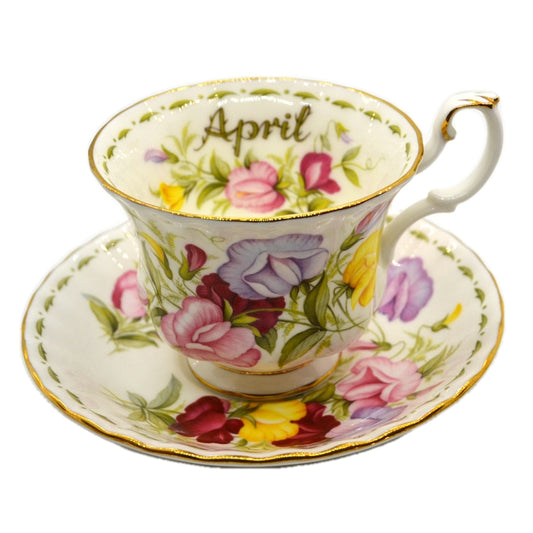 Royal Albert Flowers of the Month Series Floral China Teacup and Saucer Sweet Pea April