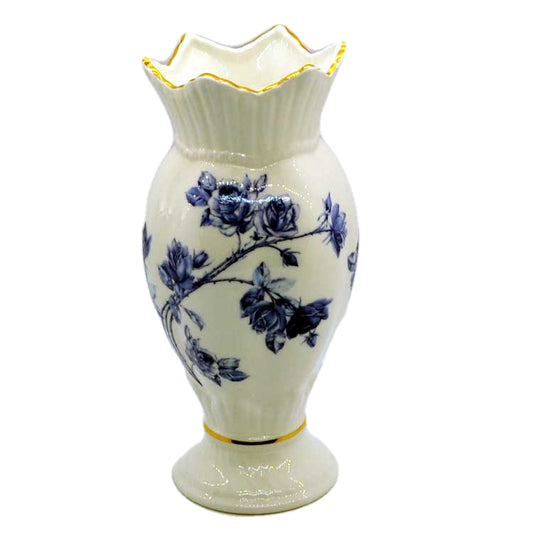 Aynsley Elizabeth Rose Bud Vase Blue and White China