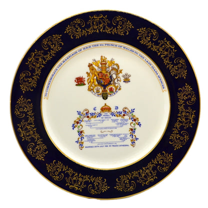 Aynsley Bone China Plate-1981 Price Charles & Lady Diana Spencer Marriage