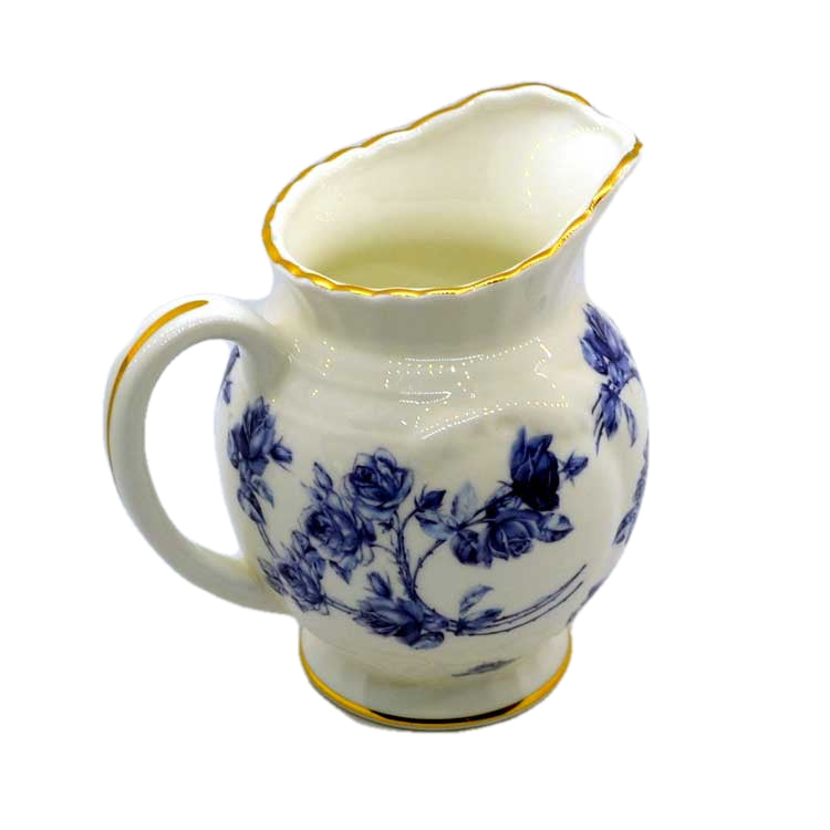 Aynsley Elizabeth Rose Jug Vase Blue and White China