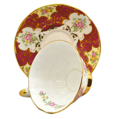 Elizabethan China Floral Balmoral Red Teacup and Saucer