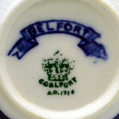 Coalport Belfort china cups blue and white Antique Belfort c1885