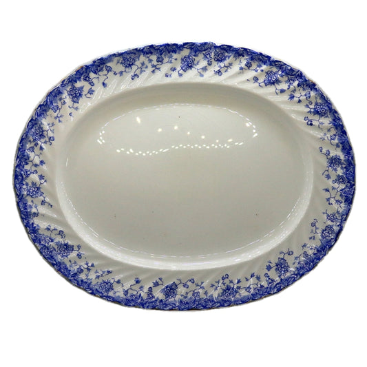 Fenton Pottery Co blue & white floral china 18-inch platter c1920