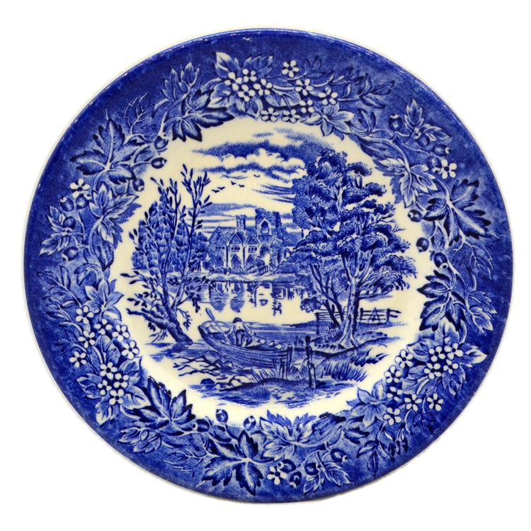 English Ironstone Tableware River Scenes Blue and White China Side Plate