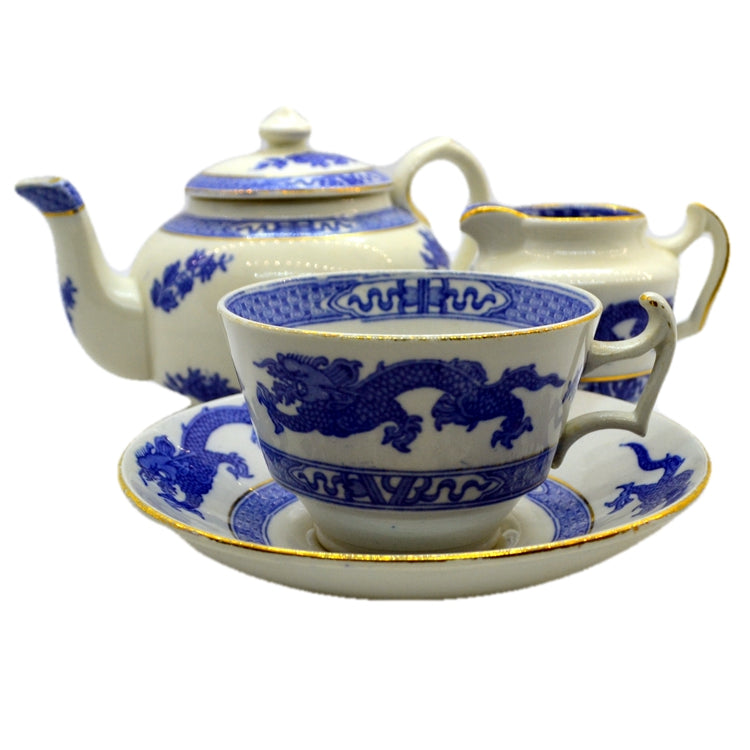 Antique blue dragon china tea set