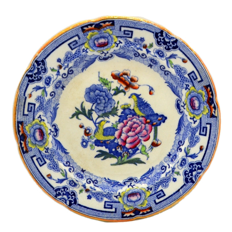 Antique Masons Ironstone China Blue Pheasant  B9799 Coloured Soup Bowl