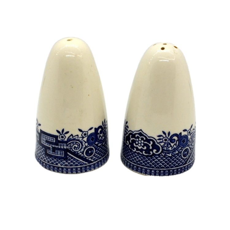 Vintage Blue and White China Willow Salt and Pepper Pots