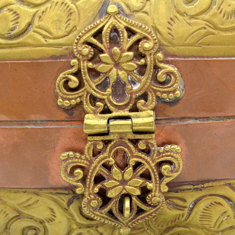 Art Deco Embossed Copper & Brass Metal Pillow Purse