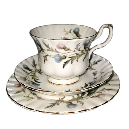 Royal Albert China Brigadoon Teacup Saucer and Side Plate Trio