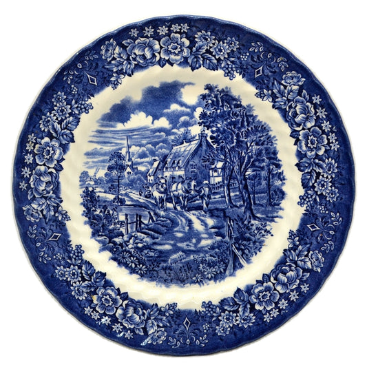 British Anchor Blue and White Ironstone China Memory Lane Dinner Plate