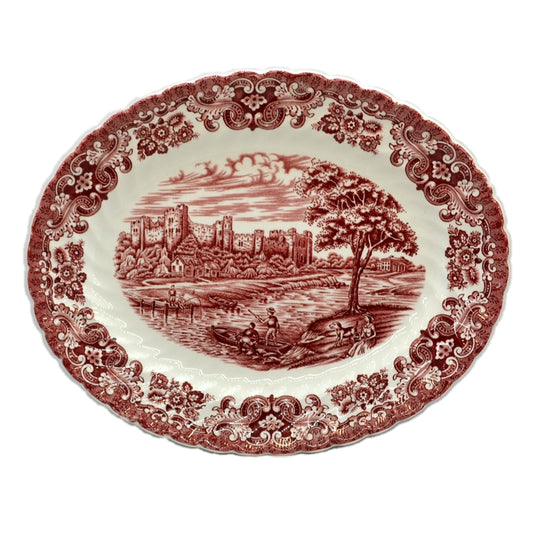 red and white china serving plate