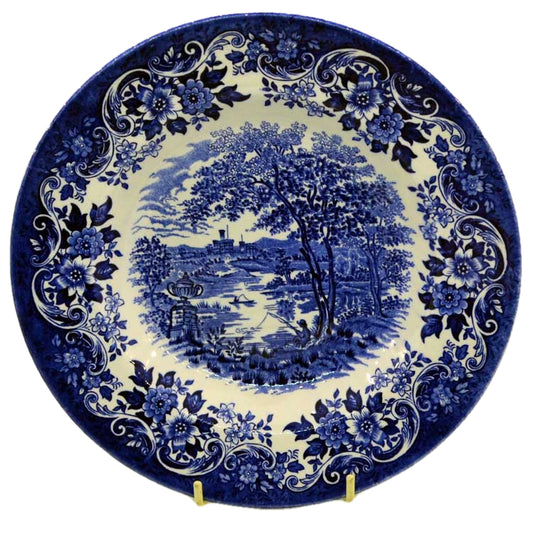Broadhurst blue and white vintage china soup bowl english scenes pattern